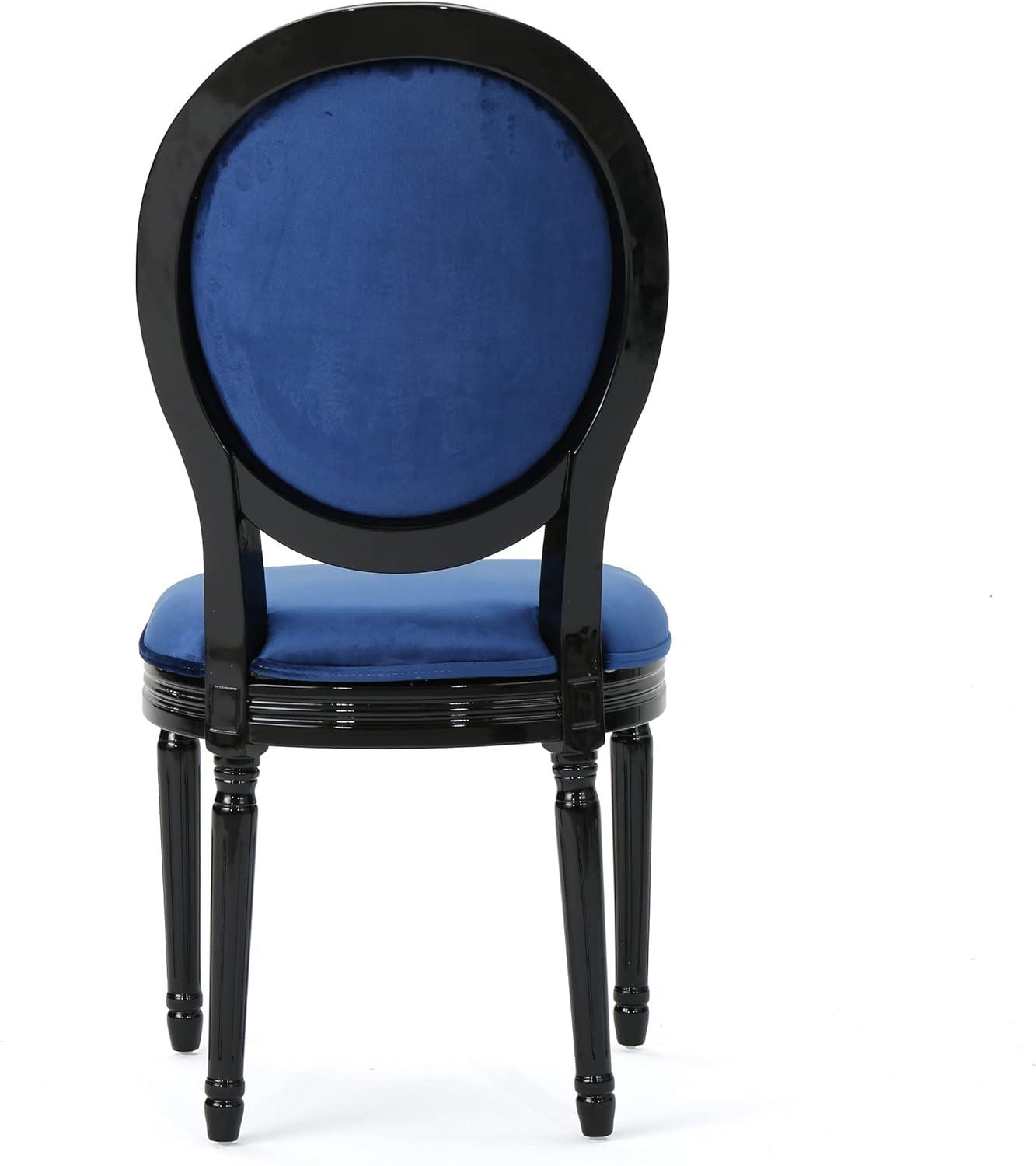 image:imageChristopher Knight Home Camille Traditional Velvet Dining Chairs 2Pcs Set Navy Blue Gloss BlackNavy Blue Gloss Black