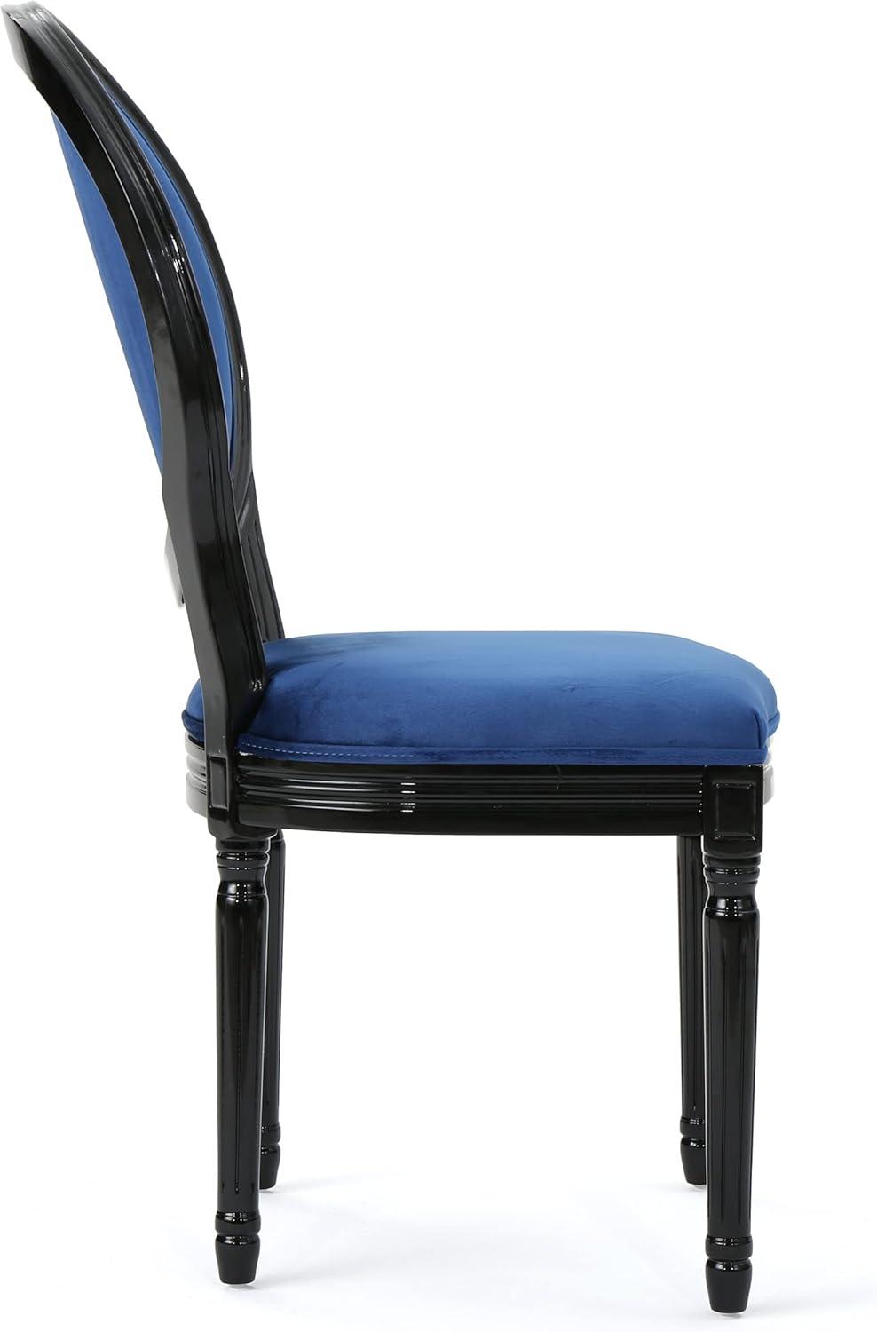 image:imageChristopher Knight Home Camille Traditional Velvet Dining Chairs 2Pcs Set Navy Blue Gloss BlackNavy Blue Gloss Black
