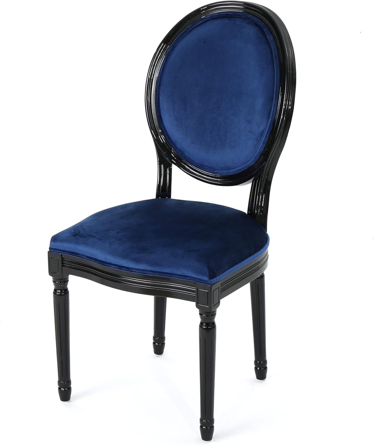 image:imageChristopher Knight Home Camille Traditional Velvet Dining Chairs 2Pcs Set Navy Blue Gloss BlackNavy Blue Gloss Black