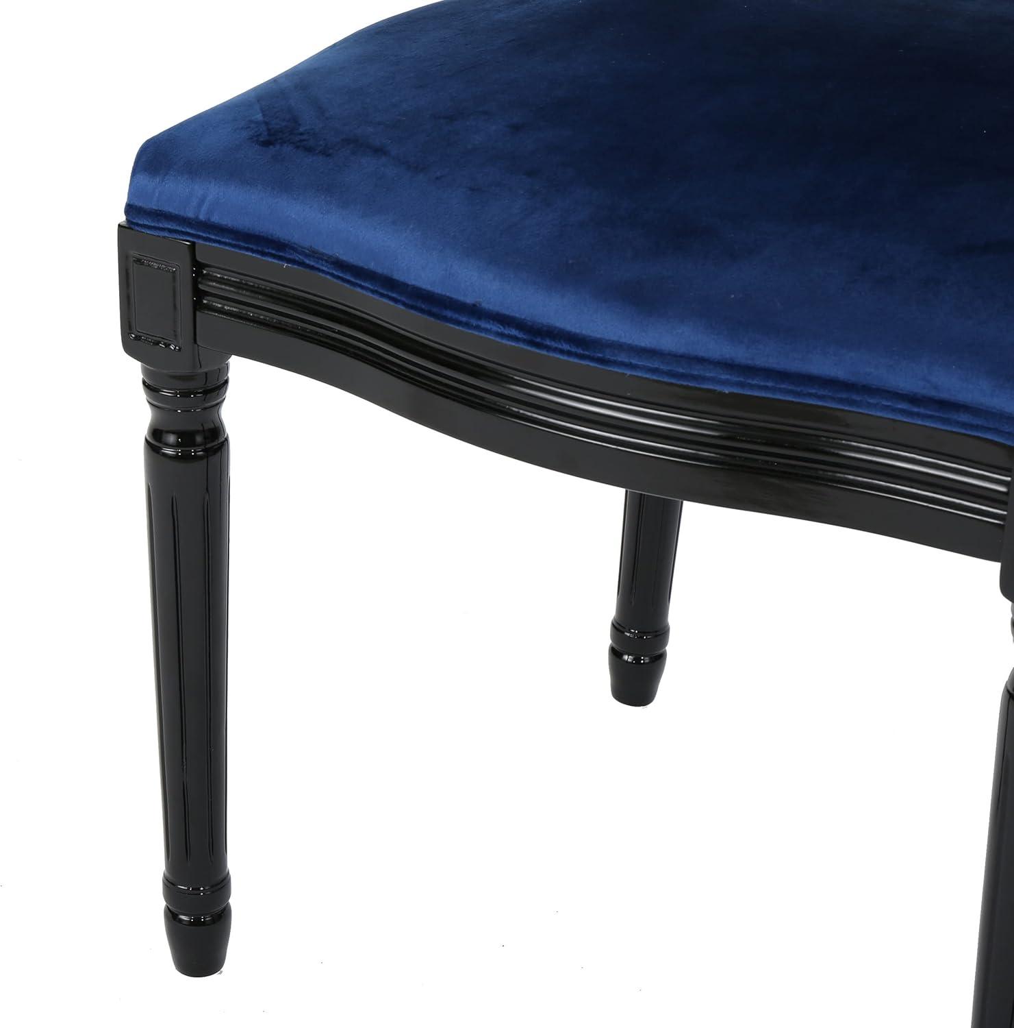 image:imageChristopher Knight Home Camille Traditional Velvet Dining Chairs 2Pcs Set Navy Blue Gloss BlackNavy Blue Gloss Black