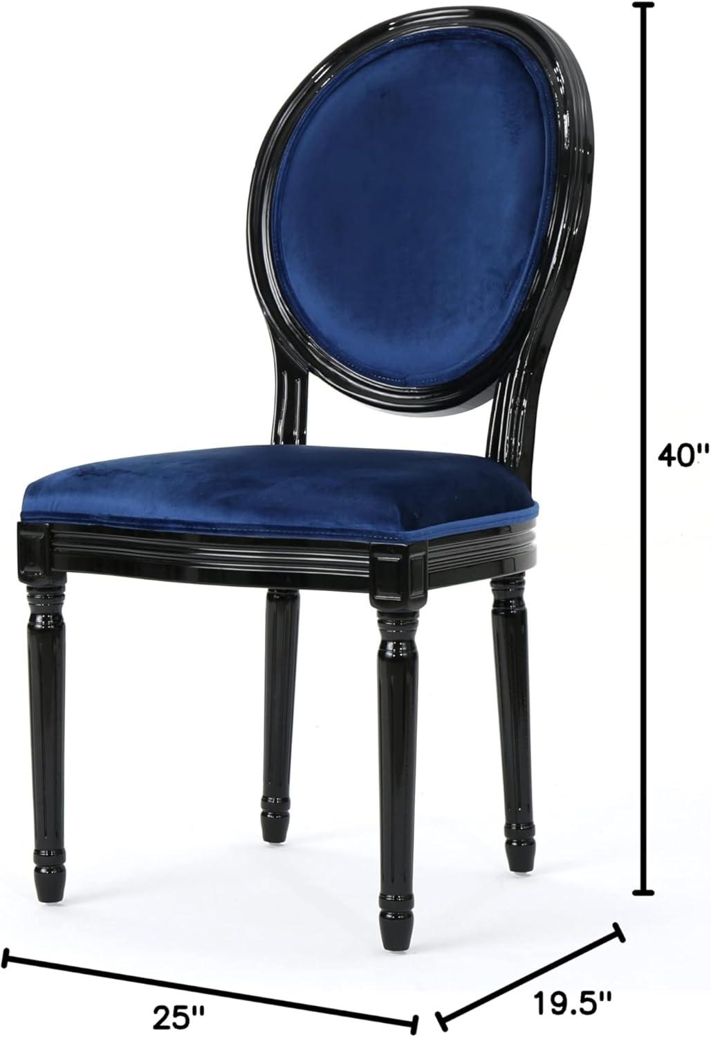 image:imageChristopher Knight Home Camille Traditional Velvet Dining Chairs 2Pcs Set Navy Blue Gloss BlackNavy Blue Gloss Black