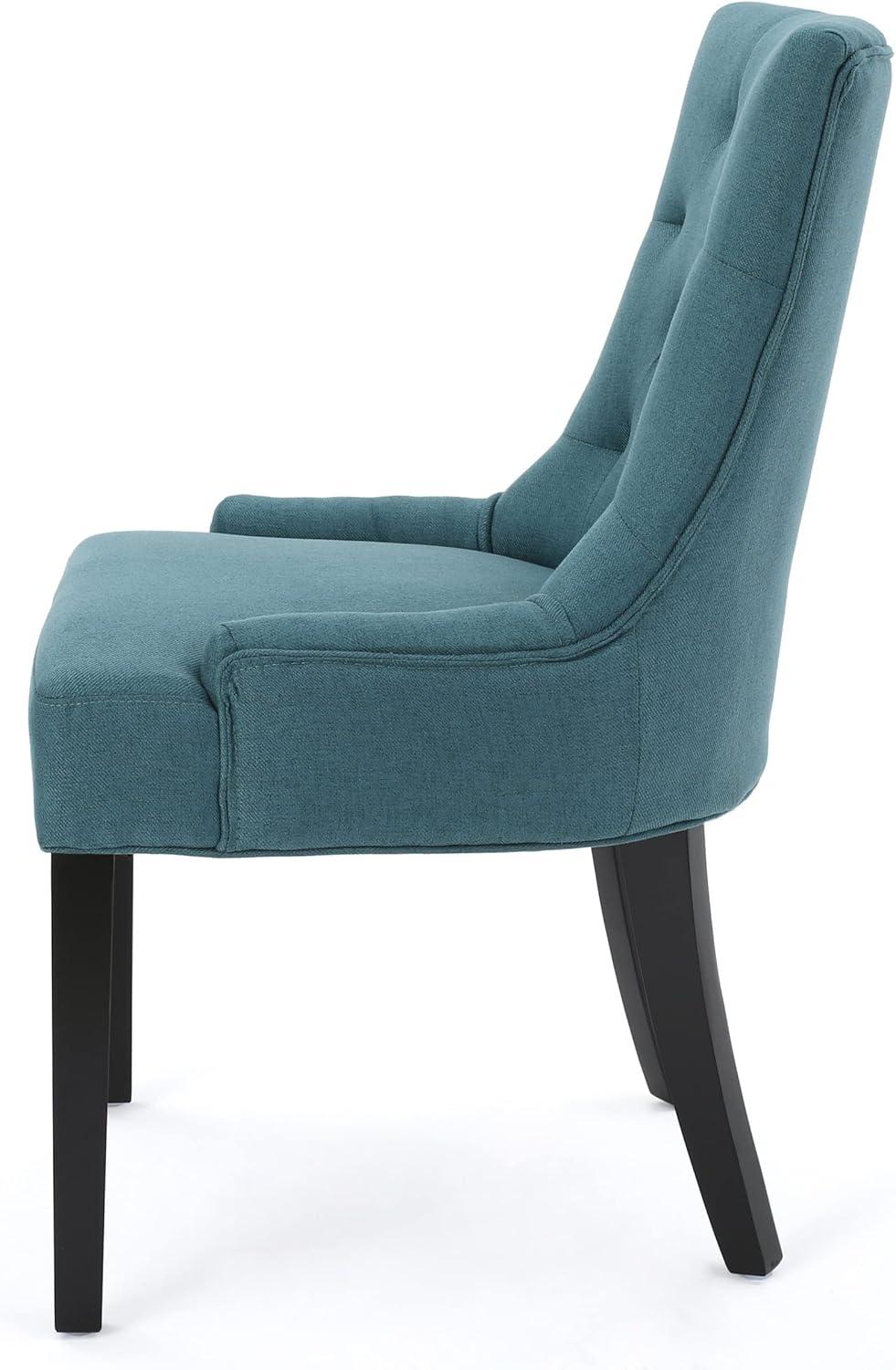 image:imageChristopher Knight Home Hayden Fabric Dining Chairs 2Pcs Set Dark TealDark Teal Dark Brown