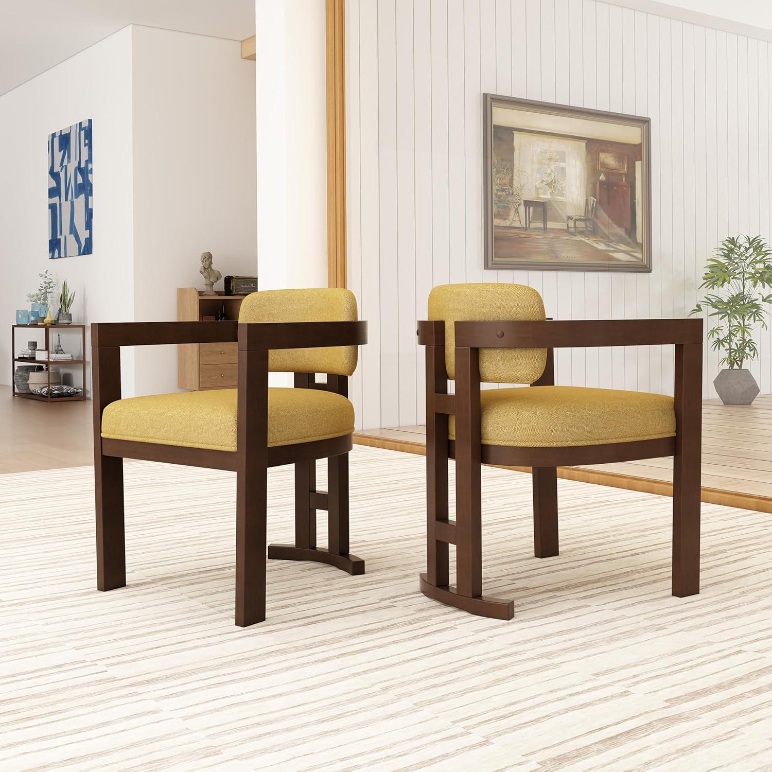 image:imageChristopher Knight Home Loftia Upholstery Seating Kitchen Chair Curved Backrest Accent Dining Chair Wood Frame Armchair Dining Chairs Set of 2 Fabric Dining Chairs for Restaurant Cafeteria YellowYellow