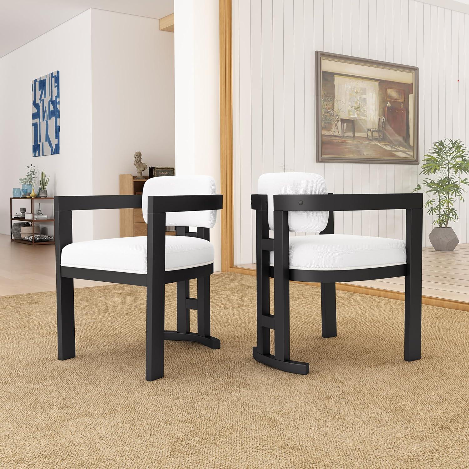 image:imageChristopher Knight Home Loftia Upholstery Seating Kitchen Chair Curved Backrest Accent Dining Chair Wood Frame Armchair Dining Chairs Set of 2 Fabric Dining Chairs for Restaurant Cafeteria YellowWhite