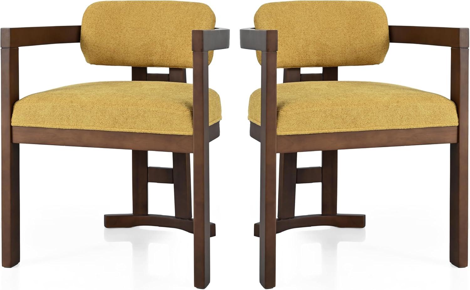 image:imageChristopher Knight Home Loftia Upholstery Seating Kitchen Chair Curved Backrest Accent Dining Chair Wood Frame Armchair Dining Chairs Set of 2 Fabric Dining Chairs for Restaurant Cafeteria YellowYellow