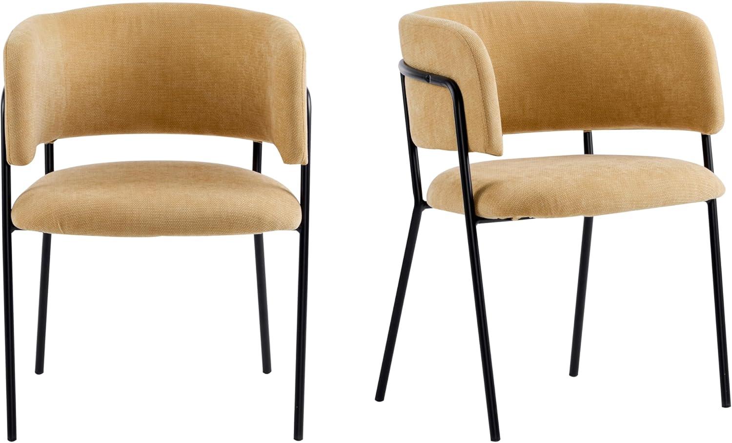image:imageChristopher Knight Home Nest Dining Chairs Set of 2 Upholstered Kitchen Chair Accent Dining Chair Curved Backrest Armchair Durable Metal Frame Dining Chair for Dining Room Kitchen Cafe YellowYellow
