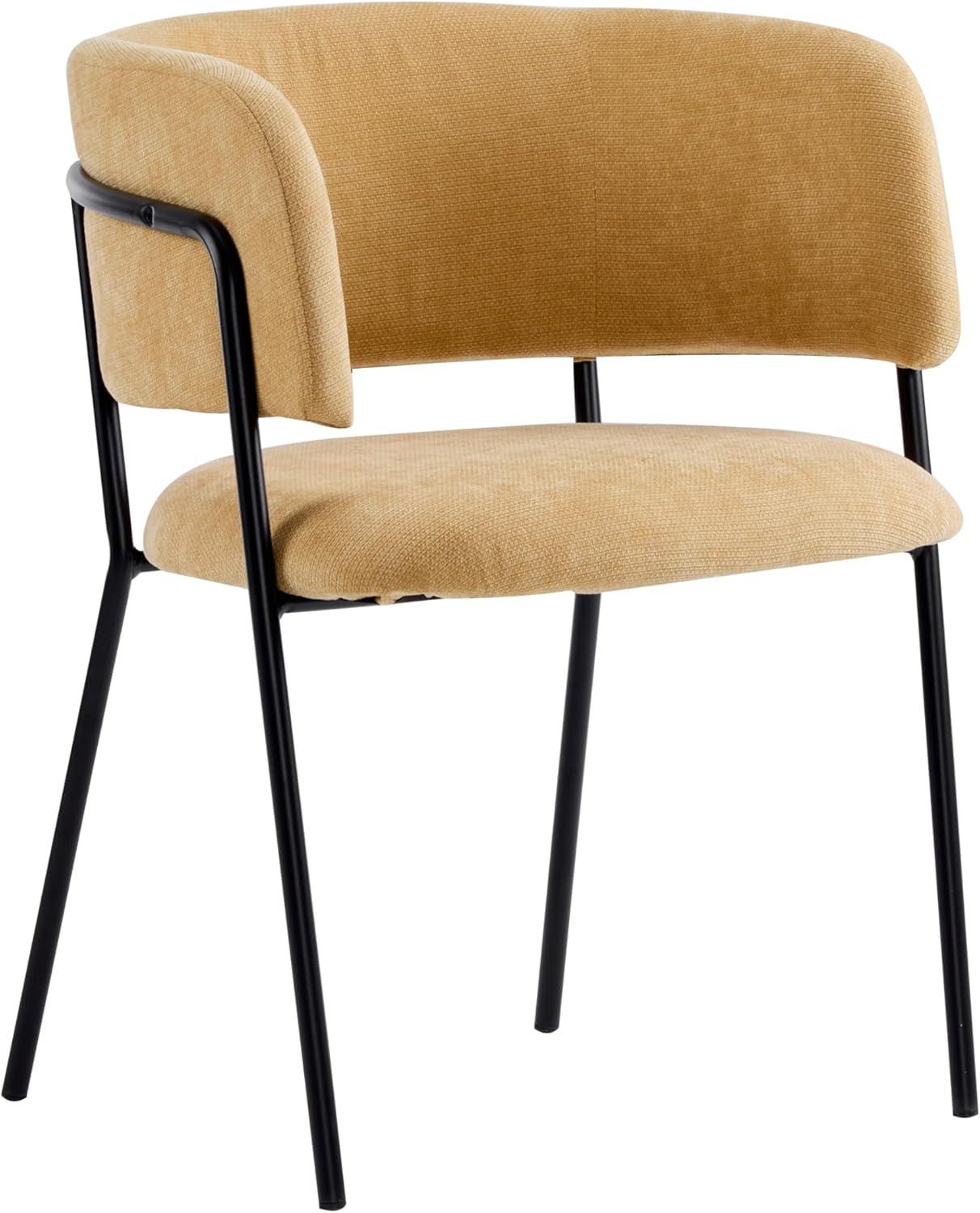 image:imageChristopher Knight Home Nest Dining Chairs Set of 2 Upholstered Kitchen Chair Accent Dining Chair Curved Backrest Armchair Durable Metal Frame Dining Chair for Dining Room Kitchen Cafe YellowYellow