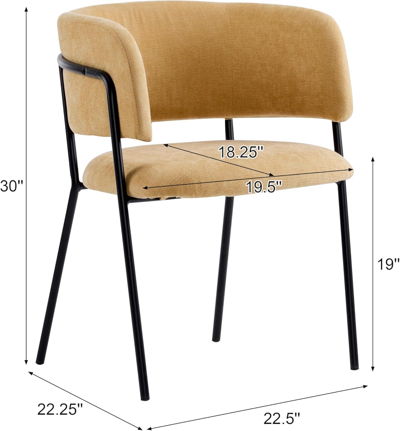 image:imageChristopher Knight Home Nest Dining Chairs Set of 2 Upholstered Kitchen Chair Accent Dining Chair Curved Backrest Armchair Durable Metal Frame Dining Chair for Dining Room Kitchen Cafe YellowYellow