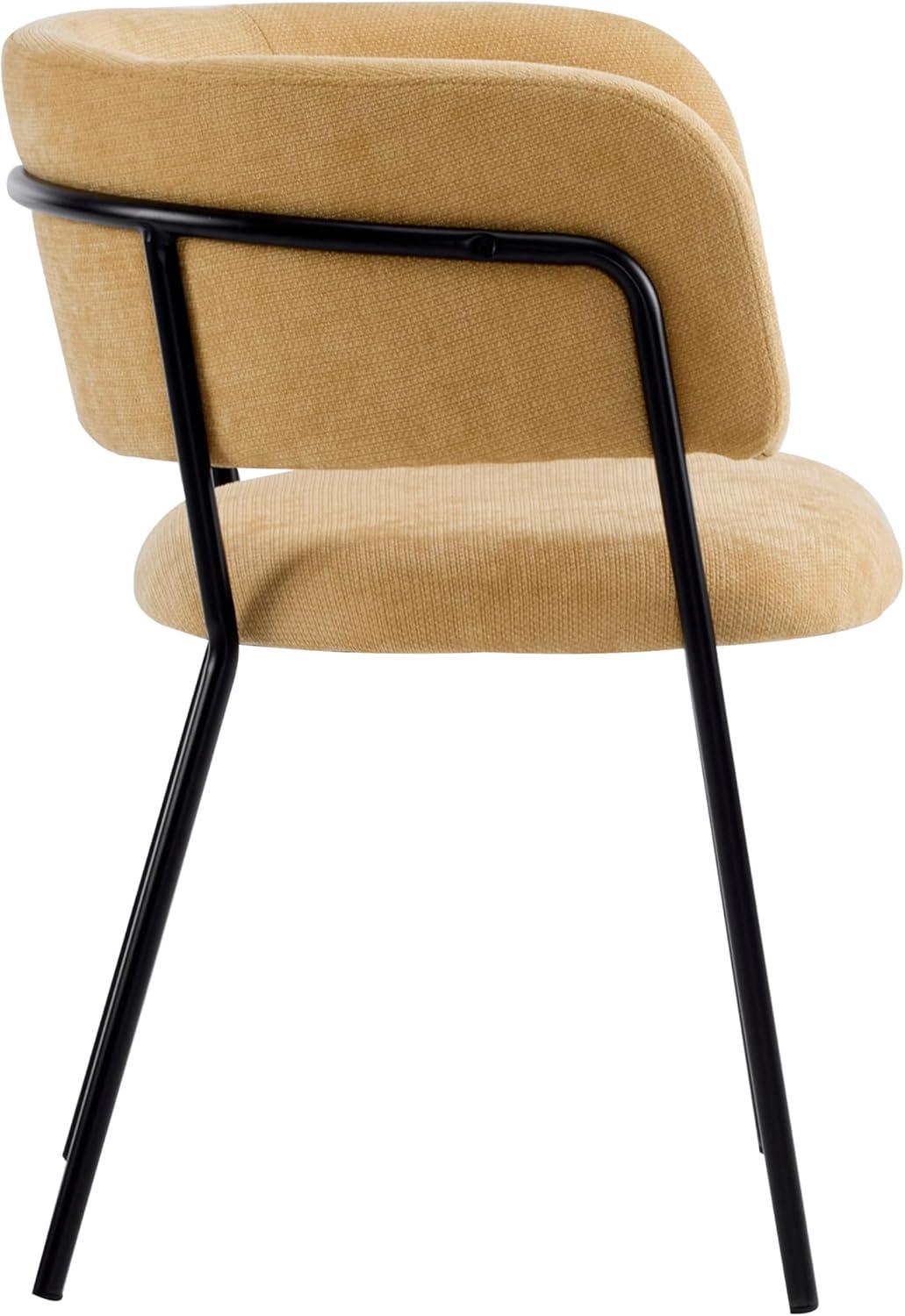 image:imageChristopher Knight Home Nest Dining Chairs Set of 2 Upholstered Kitchen Chair Accent Dining Chair Curved Backrest Armchair Durable Metal Frame Dining Chair for Dining Room Kitchen Cafe YellowYellow