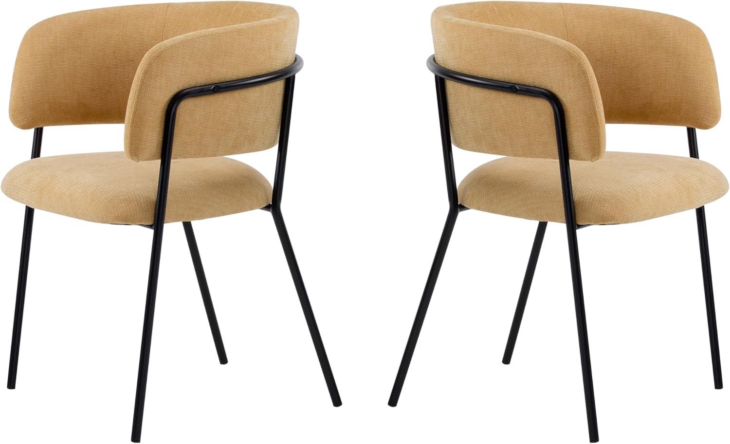 image:imageChristopher Knight Home Nest Dining Chairs Set of 2 Upholstered Kitchen Chair Accent Dining Chair Curved Backrest Armchair Durable Metal Frame Dining Chair for Dining Room Kitchen Cafe YellowYellow