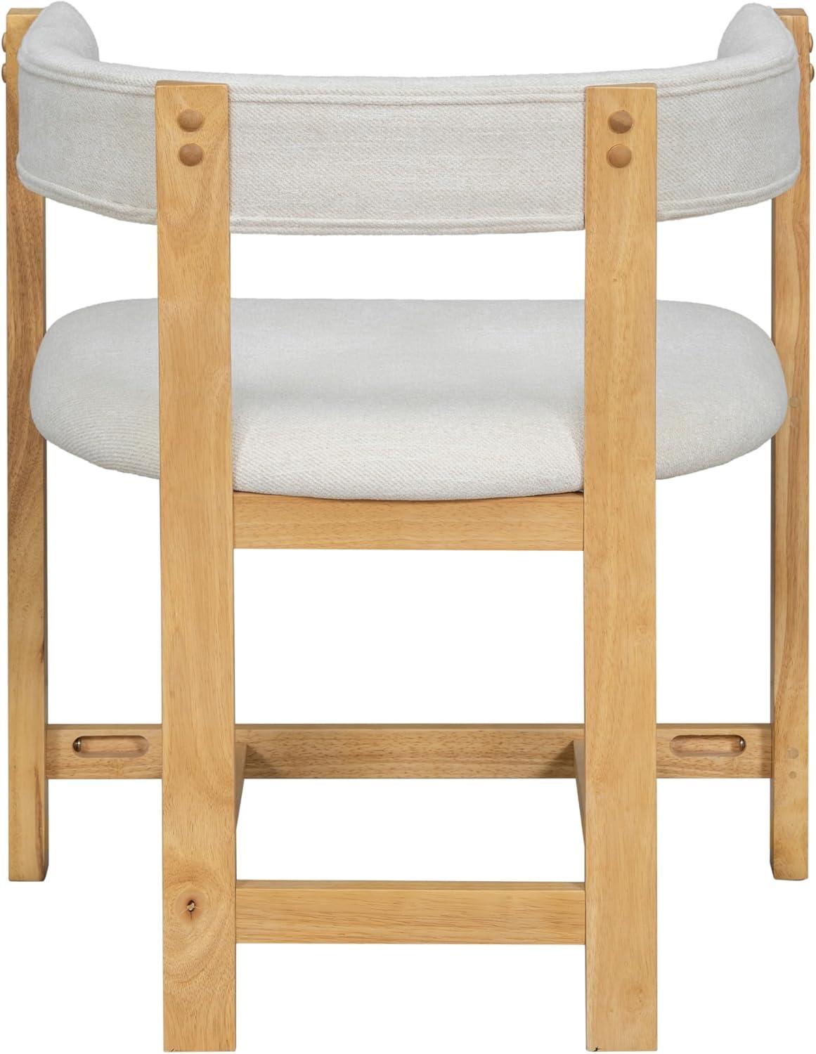image:imageChristopher Knight Home Set of 2 Arley Modern Fabric Upholstered Dining Armchair Sturdy Wooden Kitchen Side Chair with Ergonomic Backrest and Footrest Soft Padded Barrel Accent Chair BeigeWalnutBeigenatural