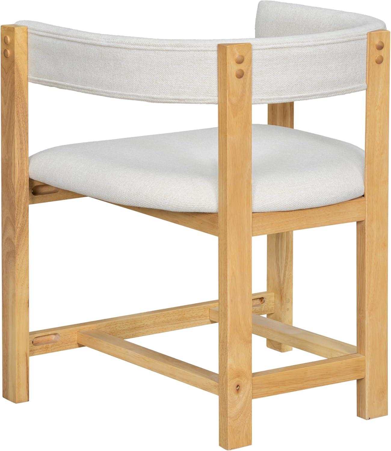 image:imageChristopher Knight Home Set of 2 Arley Modern Fabric Upholstered Dining Armchair Sturdy Wooden Kitchen Side Chair with Ergonomic Backrest and Footrest Soft Padded Barrel Accent Chair BeigeWalnutBeigenatural