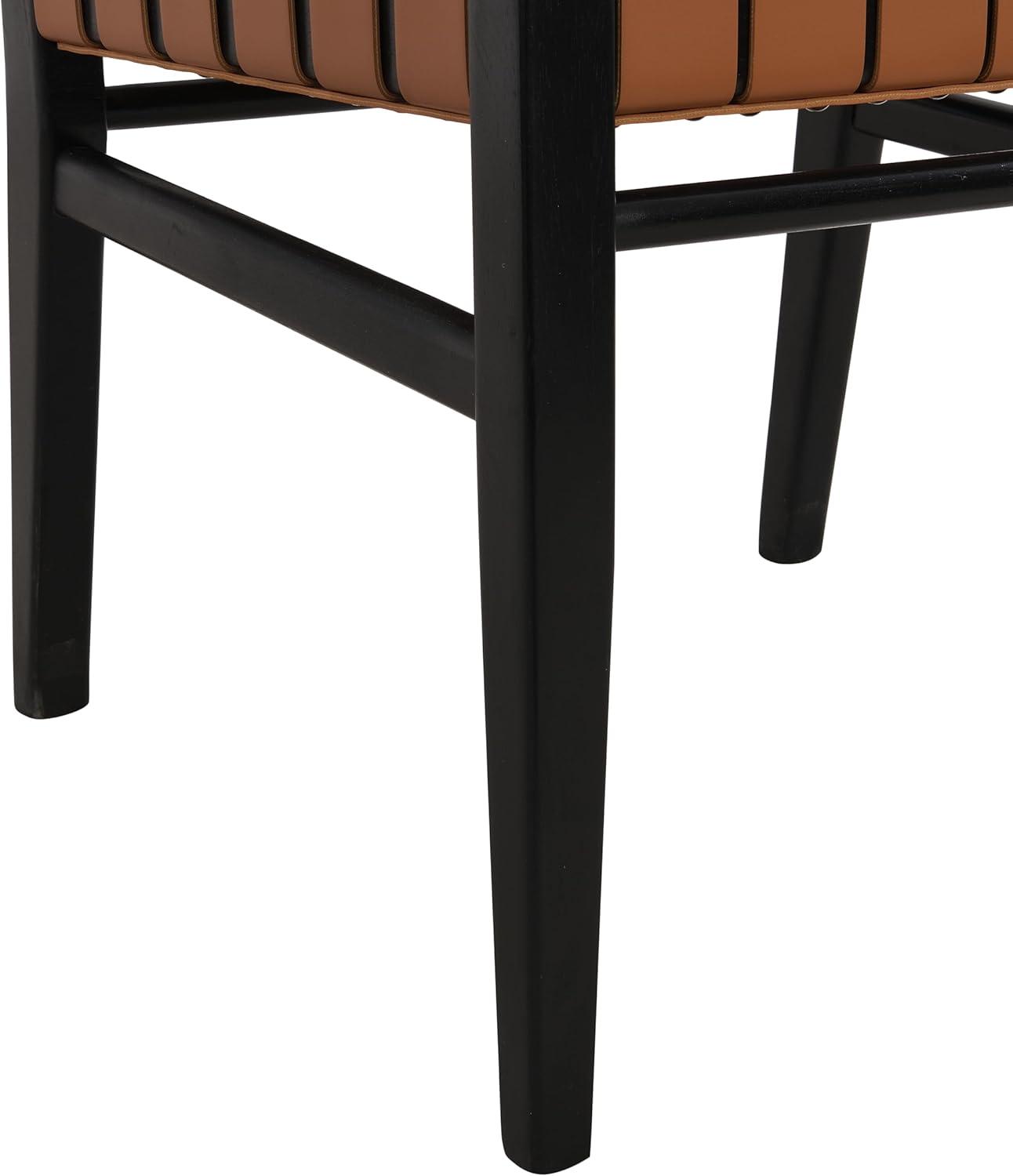 image:imageChristopher Knight Home Set of 2 Indoor Rubberwood Frame Armless Dining Chairs Seating and Backrest with Rope Weave by PUFaux Leather for Dining Room Kitchen Restaurant Party Walnut and BlackBlackbrown
