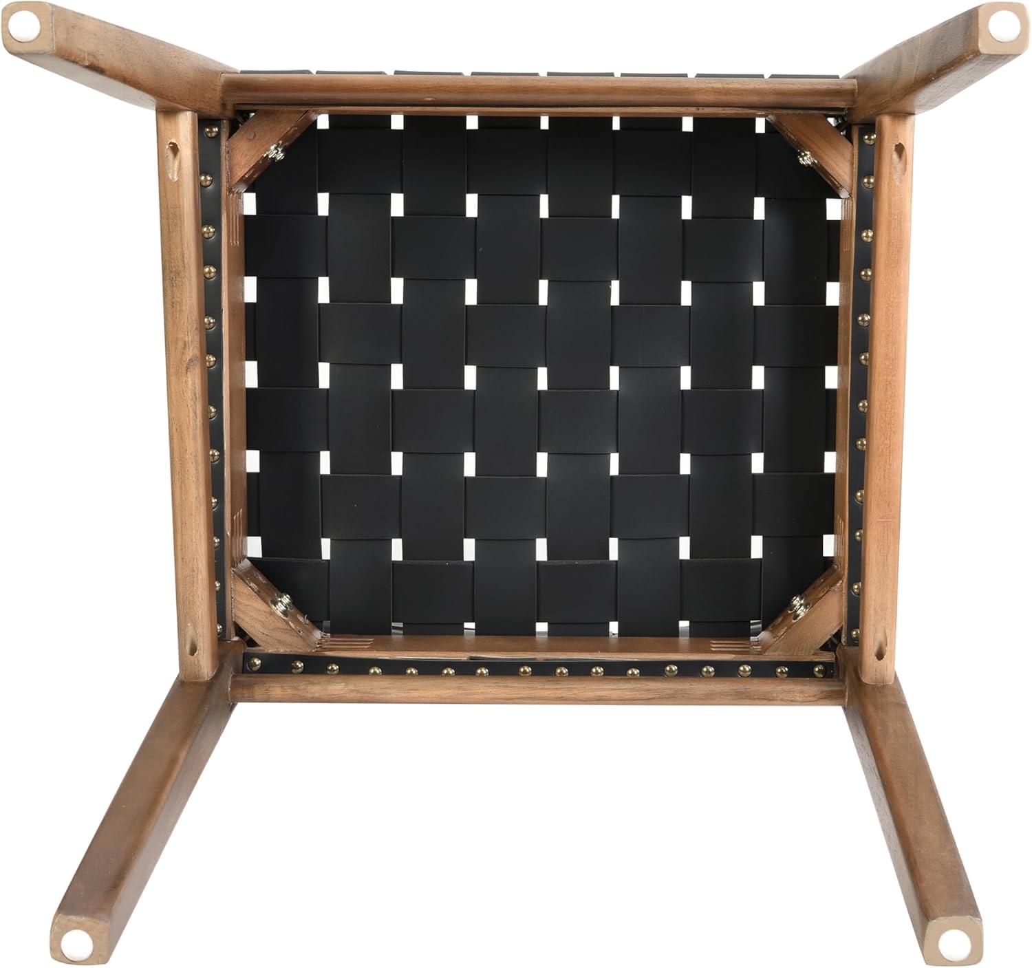 image:imageChristopher Knight Home Set of 2 Indoor Rubberwood Frame Armless Dining Chairs Seating and Backrest with Rope Weave by PUFaux Leather for Dining Room Kitchen Restaurant Party Walnut and BlackWalnutblack
