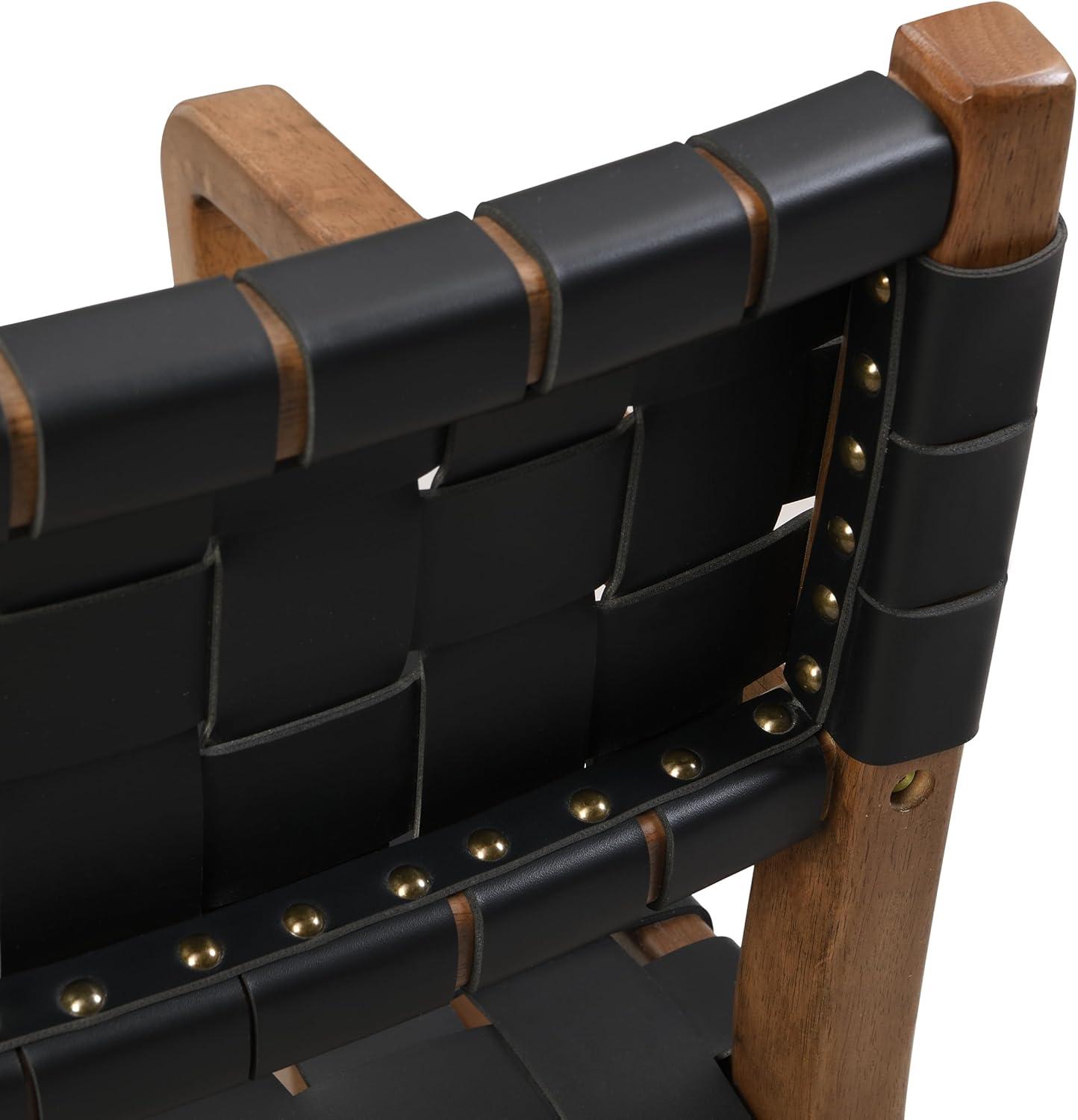 image:imageChristopher Knight Home Set of 2 Indoor Rubberwood Frame Dining Chairs Armrest Armchairs Seating and Backrest with Rope Weave by PUFaux Leather for Dining Room Kitchen Restaurant WalnutBlack