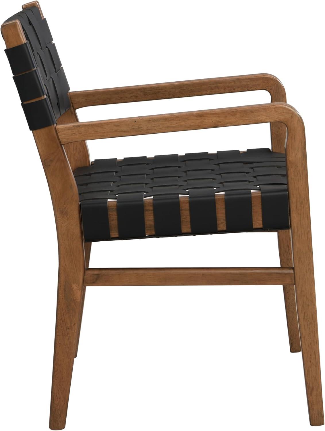 image:imageChristopher Knight Home Set of 2 Indoor Rubberwood Frame Dining Chairs Armrest Armchairs Seating and Backrest with Rope Weave by PUFaux Leather for Dining Room Kitchen Restaurant WalnutBlack