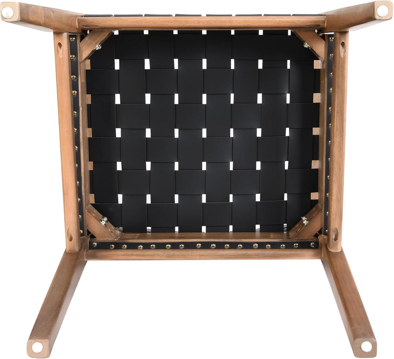 image:imageChristopher Knight Home Set of 2 Indoor Rubberwood Frame Dining Chairs Armrest Armchairs Seating and Backrest with Rope Weave by PUFaux Leather for Dining Room Kitchen Restaurant WalnutBlack