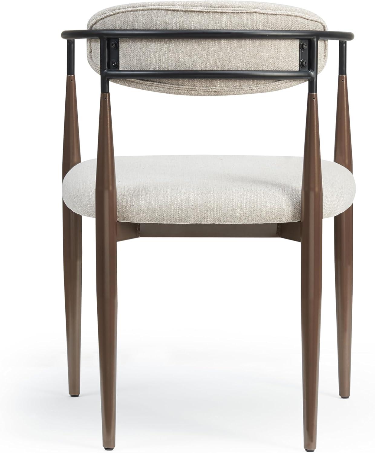 image:imageChristopher Knight Home Set of 2 Jetson Modern Curved Open Backrest Fabric Upholstered Dining Chairs Side Chair for Dining RoomKitchen Iron Toothpick Frame Golden Amrest White BeigeGoldBeigeblack