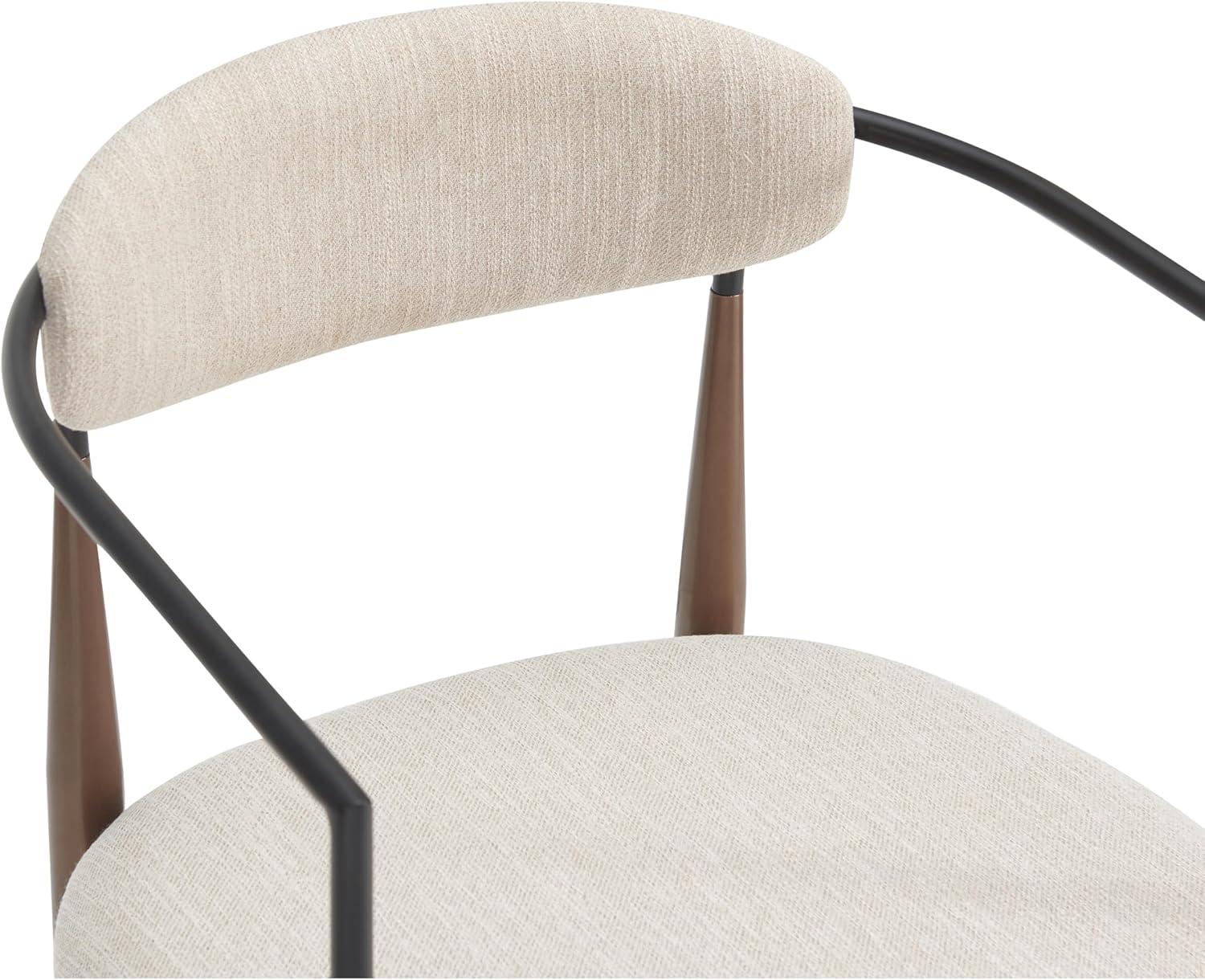 image:imageChristopher Knight Home Set of 2 Jetson Modern Curved Open Backrest Fabric Upholstered Dining Chairs Side Chair for Dining RoomKitchen Iron Toothpick Frame Golden Amrest White BeigeGoldBeigeblack