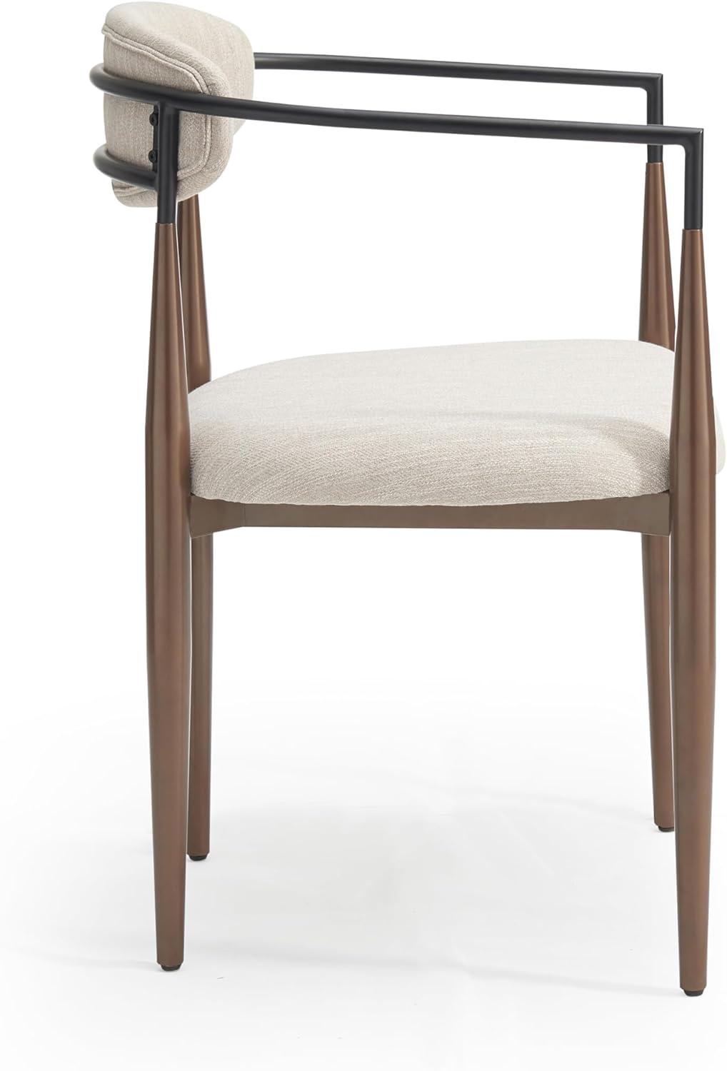 image:imageChristopher Knight Home Set of 2 Jetson Modern Curved Open Backrest Fabric Upholstered Dining Chairs Side Chair for Dining RoomKitchen Iron Toothpick Frame Golden Amrest White BeigeGoldBeigeblack