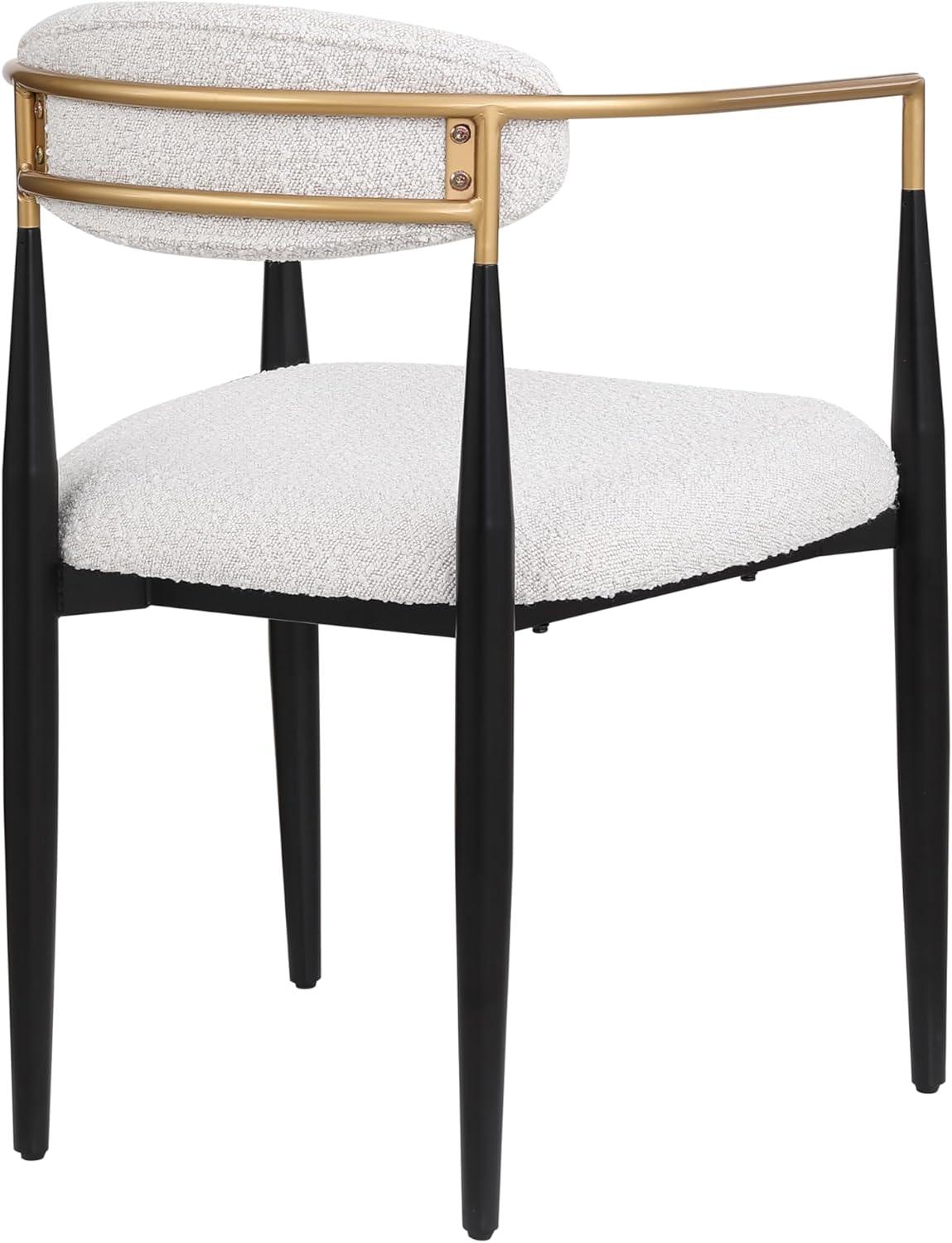 image:imageChristopher Knight Home Set of 2 Modern Boucle Fabric Upholstered Dining Chair Stylish Designed Kitchen Armchairs Metal Frame Soft Padded Seating and Curved Backest BeigeBlackGold