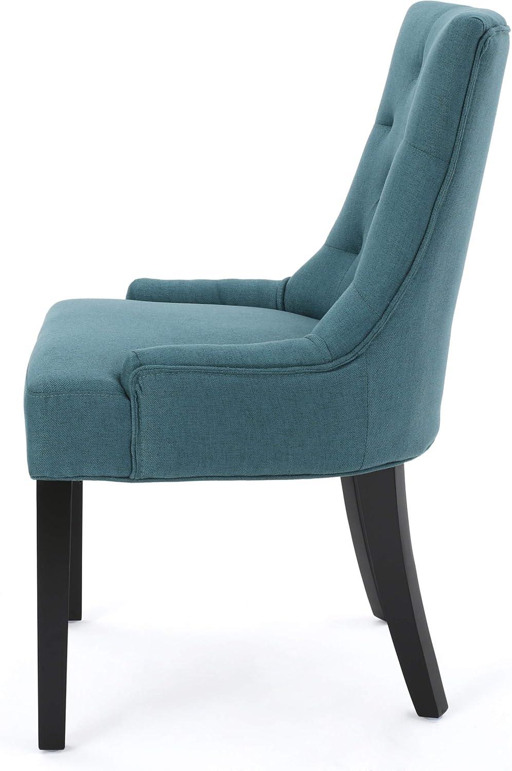 image:imageEdwina Contemporary Tufted Fabric Dining Chairs Set of 4 Dark Teal and Espresso