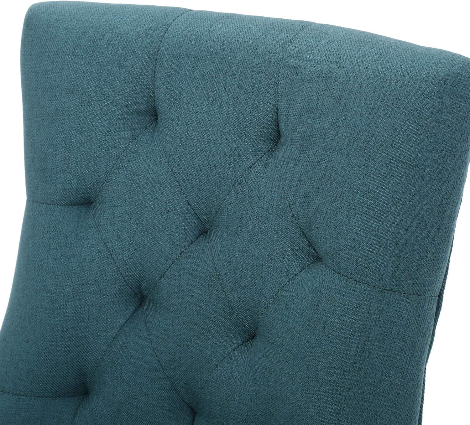 image:imageEdwina Contemporary Tufted Fabric Dining Chairs Set of 4 Dark Teal and Espresso