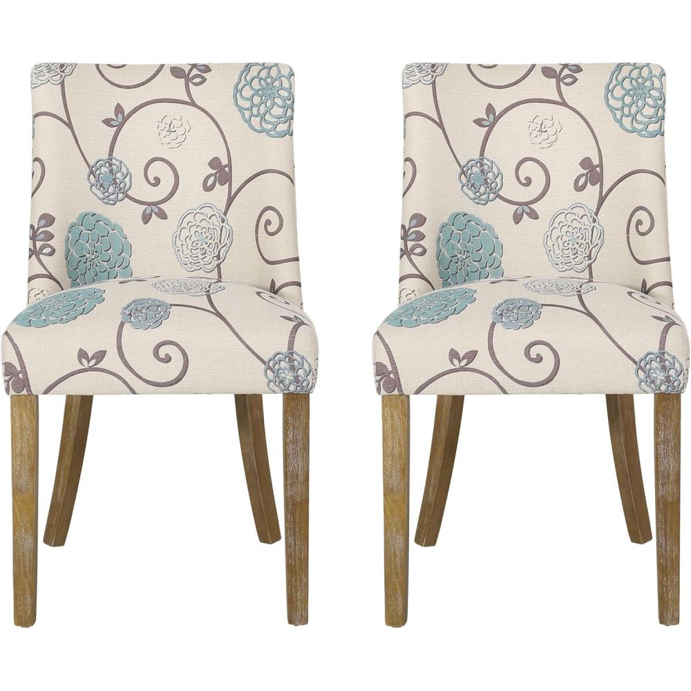 image:imageChristopher Knight Home Frances Dining Chair 1975 W x 2475 D x 35 H Beige and Blue Floral Natural Brown