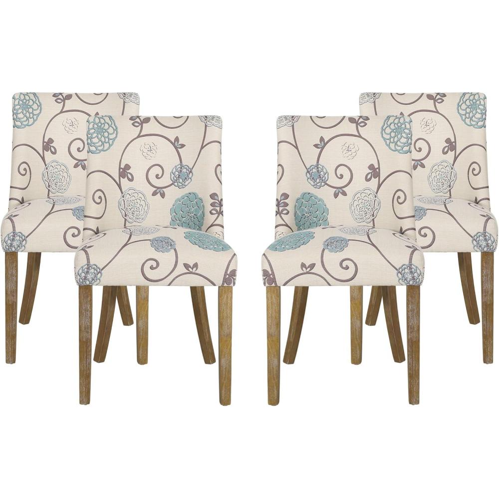 image:imageChristopher Knight Home Frances Dining Chair 1975 W x 2475 D x 35 H Beige and Blue Floral Natural Brown Set of 4Floral Natural BrownSet of 4