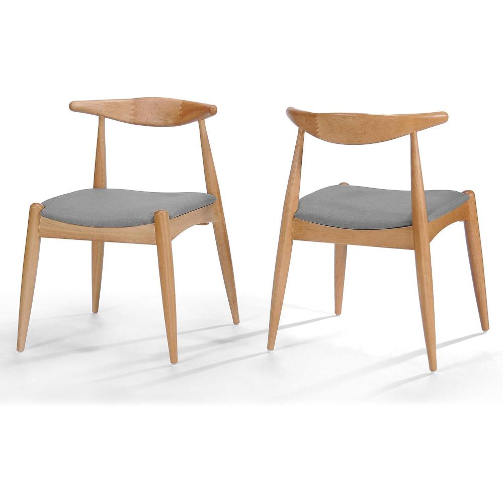 image:imageChristopher Knight Home Francie Fabric with Oak Finish Dining Chairs 2Pcs Set Grey OakBeige