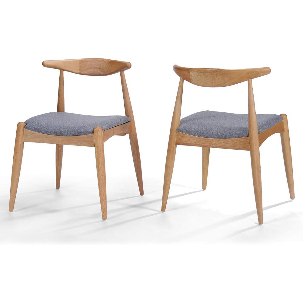 image:imageChristopher Knight Home Francie Fabric with Oak Finish Dining Chairs 2Pcs Set Grey  OakGrey  Oak