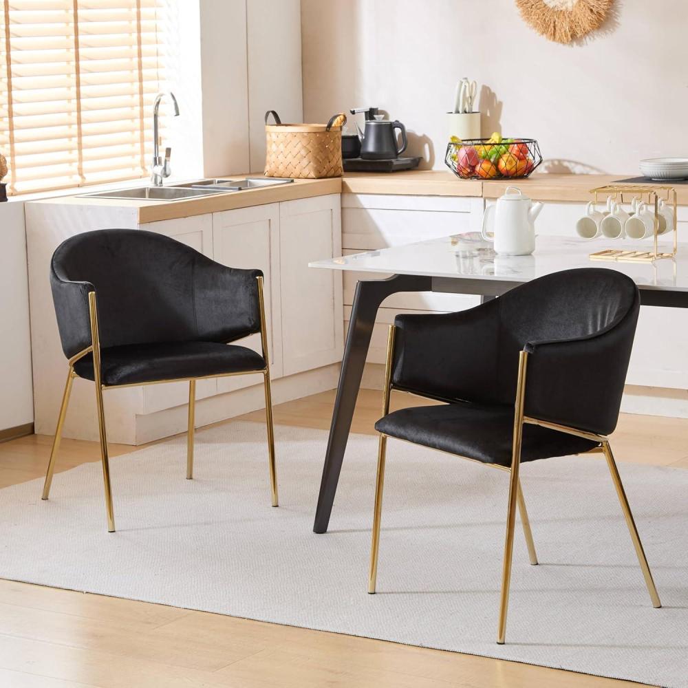 image:imageChristopher Knight Home Hillmon Velvet Upholstered Dining Chairs Set of 2 Iron Frame Dining Room Chair with Curved Backrest Metal Kitchen Side Chair Modern Living Room Accent Seat EmeraldGoldBlackgold