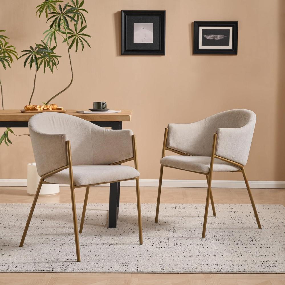 image:imageChristopher Knight Home Hillmon Velvet Upholstered Dining Chairs Set of 2 Iron Frame Dining Room Chair with Curved Backrest Metal Kitchen Side Chair Modern Living Room Accent Seat EmeraldGoldLight Camel