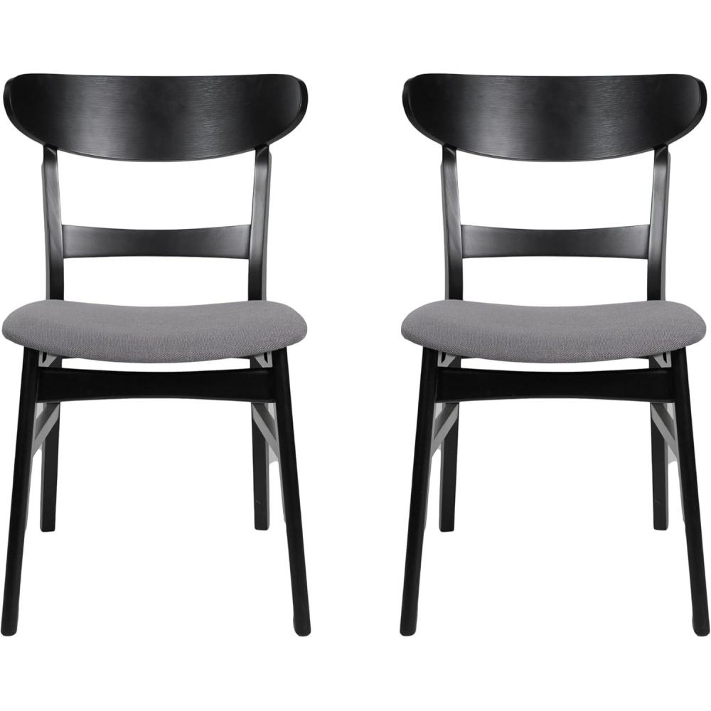 image:imageChristopher Knight Home Idalia Upholstered Dining Chairs Light GrayMatte Black Set of 2Dark Gray Matte Black