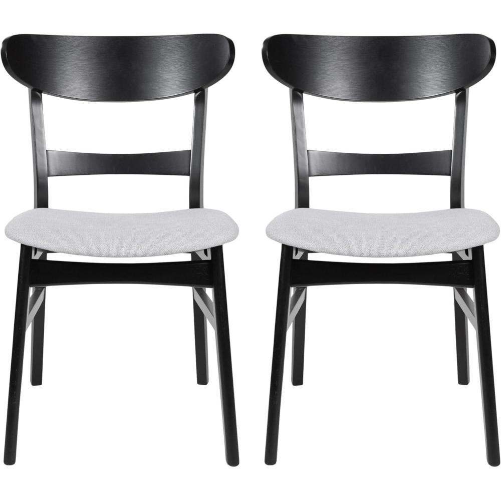 image:imageChristopher Knight Home Idalia Upholstered Dining Chairs Light GrayMatte Black Set of 2Light Gray Matte Black