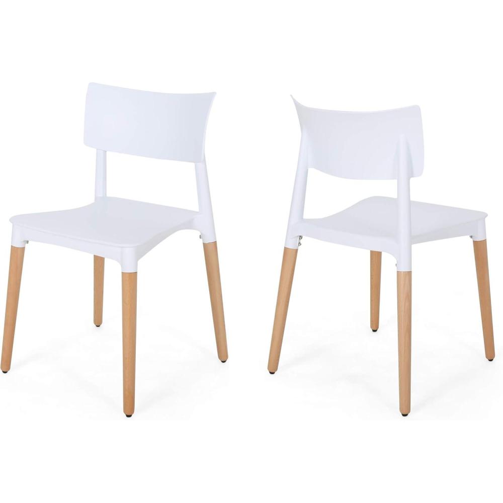 image:imageChristopher Knight Home Isabel Modern Dining Chair with Beech Wood Legs Set of 2 White and Natural