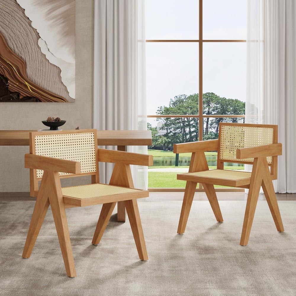 image:imageChristopher Knight Home Loftia Dining Chairs Set of 2 Rubberwood Dining Chair Breathable Rattan Seat and Backrest Wooden Legs Armchair for Dining Room Living Room Cafeteria 300lbs 2025 NaturalNatural