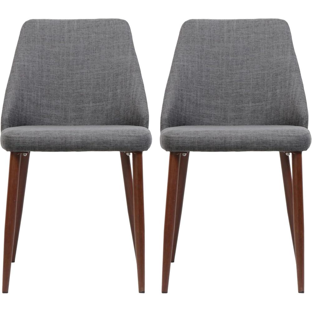 image:imageChristopher Knight Home Marlee MidCentury Fabric Dining Chairs with Dark Walnut Wood Finished Legs 2Pcs Set Light Grey
