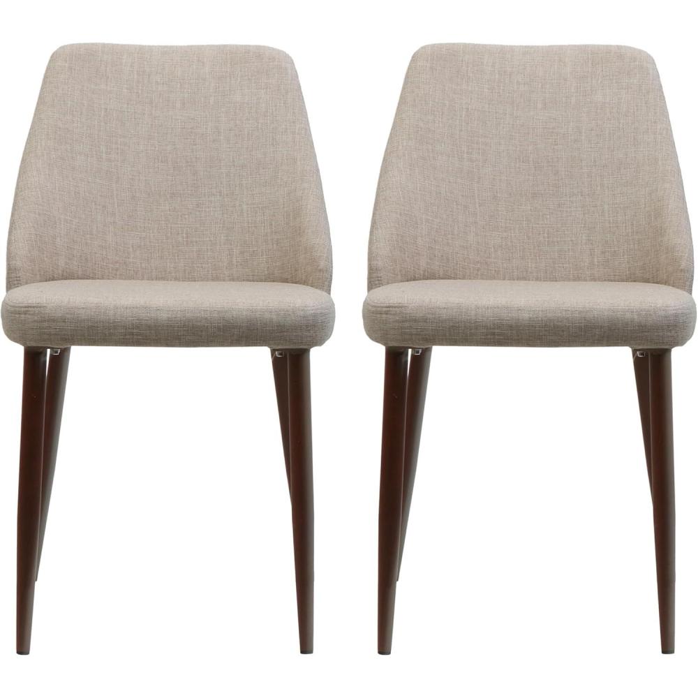 image:imageChristopher Knight Home Marlee MidCentury Fabric Dining Chairs with Dark Walnut Wood Finished Legs 2Pcs Set Wheat