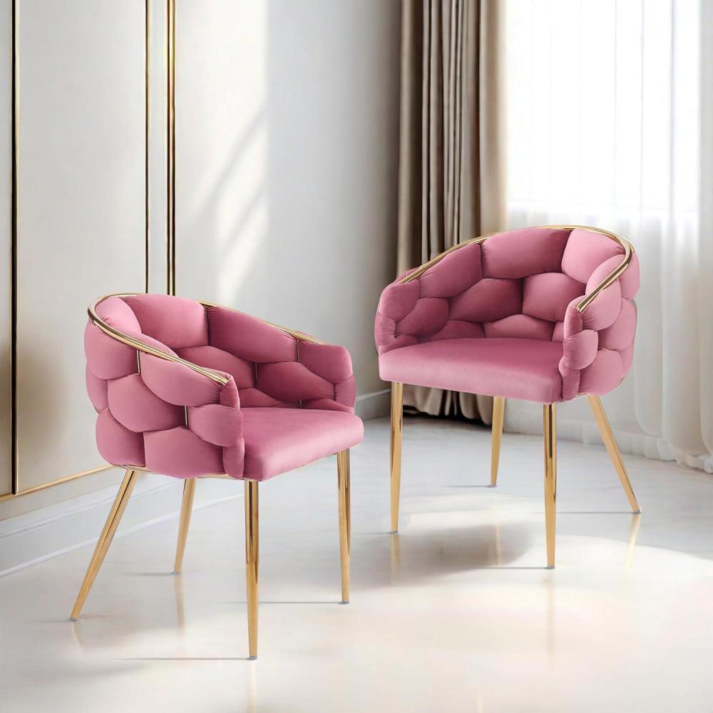 image:imageChristopher Knight Home Middlemist Barrel Accent Chair Luxury Velvet Armchair Modern Upholstered Chair with Gold Legs Knitting Process for Living Room Home Rest Home Office BluePinkset of 2