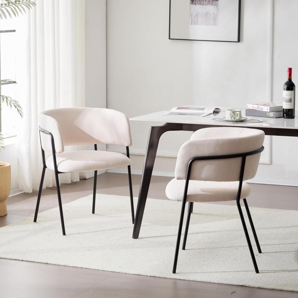 image:imageChristopher Knight Home Nest Dining Chairs Set of 2 Upholstered Kitchen Chair Accent Dining Chair Curved Backrest Armchair Durable Metal Frame Dining Chair for Dining Room Kitchen Cafe YellowBeige
