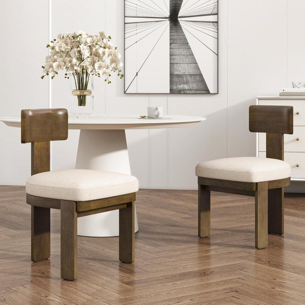 image:imageChristopher Knight Home Set of 2 Patti Modern Minimalist Fabric Upholstered Dining Chairs Rubberwood Kitchen Side Chair Living Room Accent Armless Chair with Soft Padded Seat Light BrownBeigeLight Brownbeige