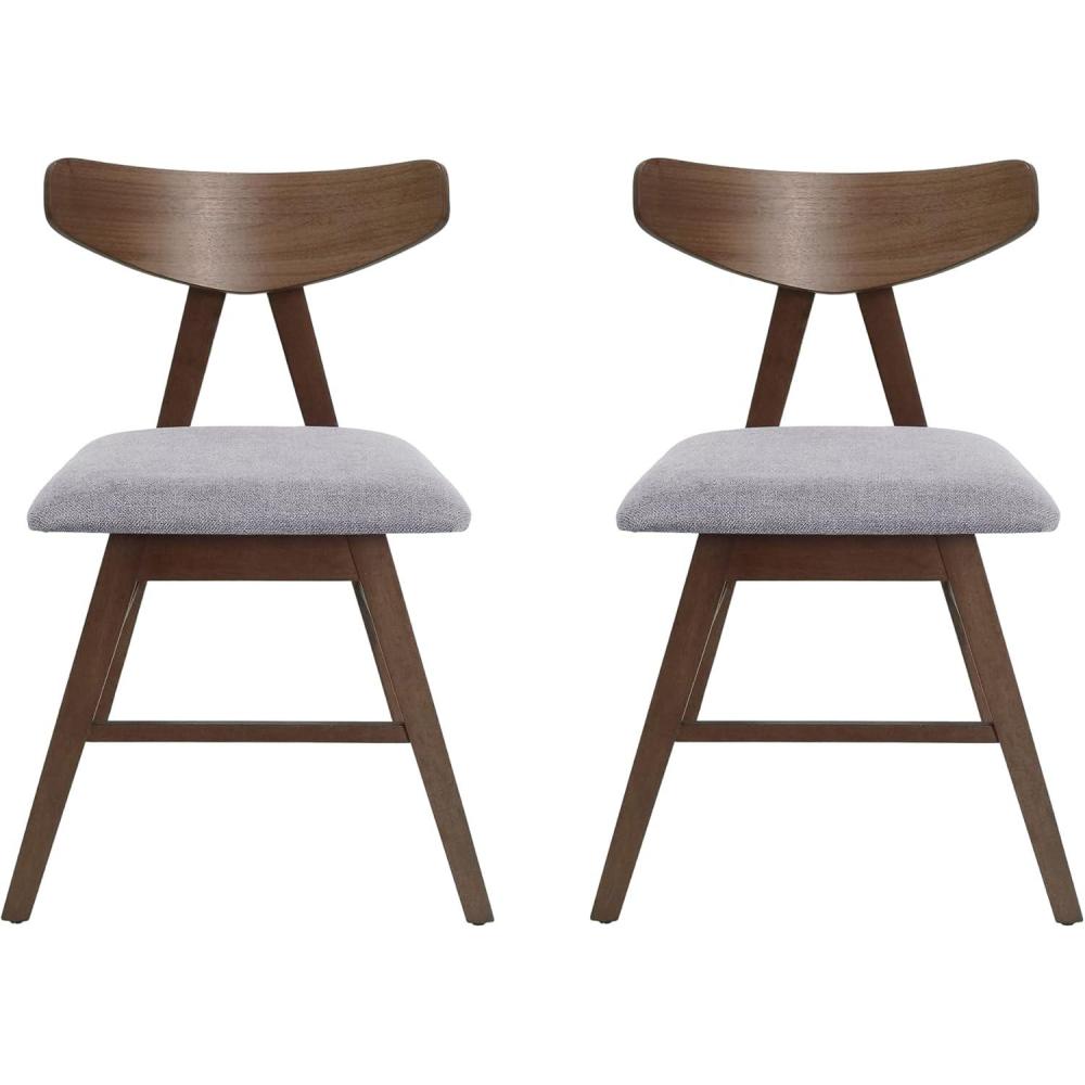 image:imageChristopher Knight Home Stocker Upholstered Dining Chairs Light BeigeWalnut Set of 2Dark Gray Walnut