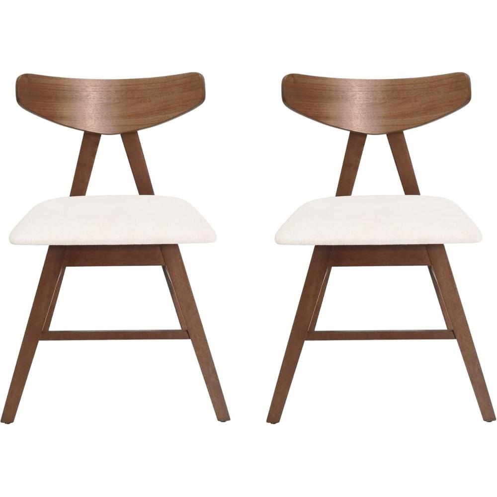 image:imageChristopher Knight Home Stocker Upholstered Dining Chairs Light BeigeWalnut Set of 2Light Beige Walnut
