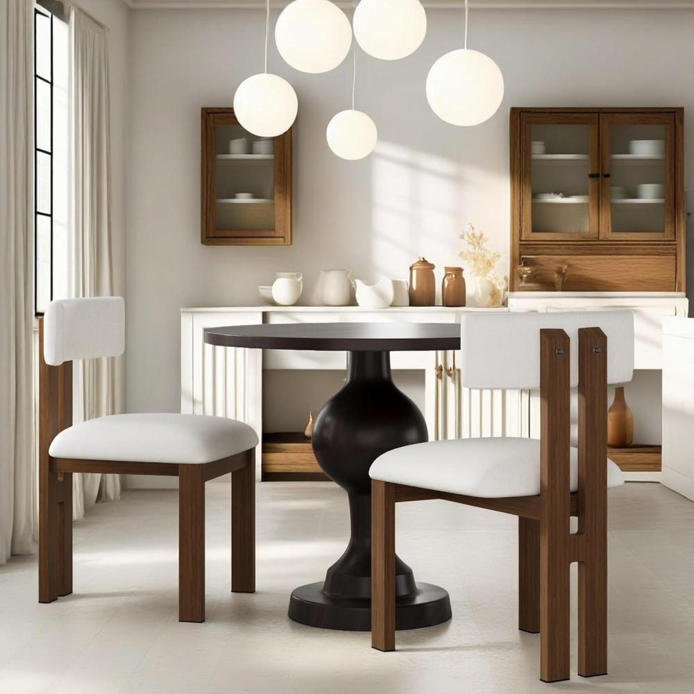 image:imageChristopher Knight Home Upholstered Dining Chairs Set of 2Armless Kitchen Dining Room Chairs with H Shape Metal Legs Curved Backrest Kitchen FurnitureBeigeNaturalWhite  Dark Brown