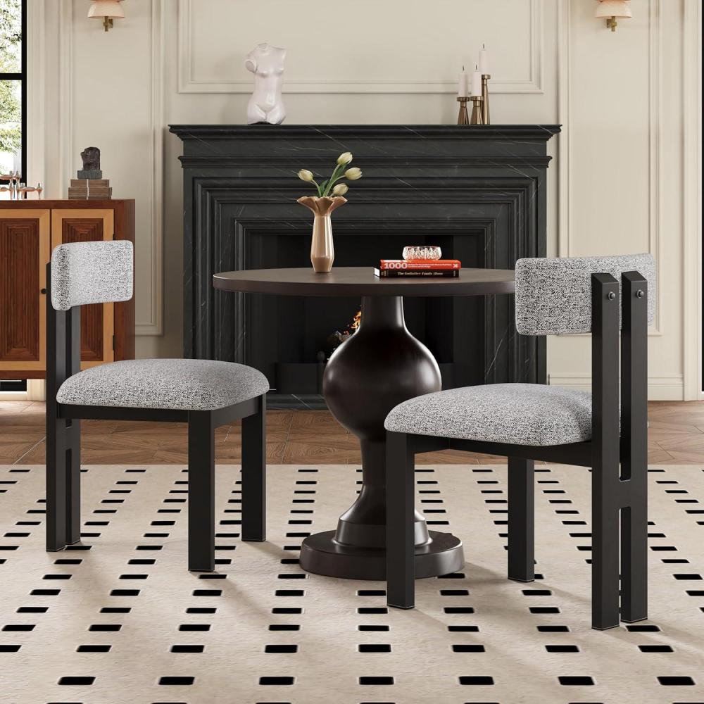 image:imageChristopher Knight Home Upholstered Dining Chairs Set of 2Armless Kitchen Dining Room Chairs with H Shape Metal Legs Curved Backrest Kitchen FurnitureBeigeNaturalMix Black Whiteblack