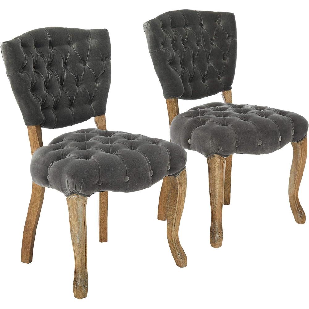 image:imageGDFStudio Christopher Knight Home Bates Tufted Fabric Dining Chairs 2Pcs Set Charcoal