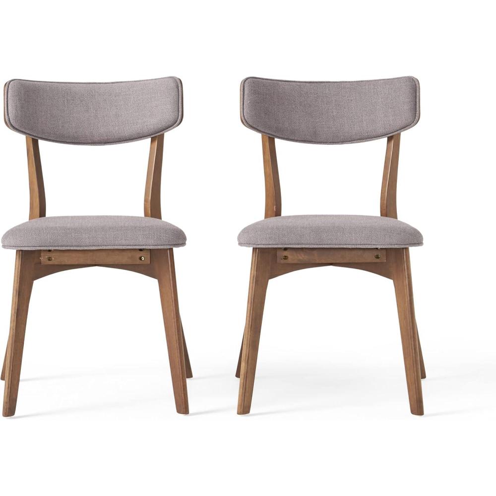 image:imageGDFStudio Christopher Knight Home Chazz MidCentury Fabric Dining Chairs with Natural Walnut Finished Frame 2Pcs Set Dark Grey Natural Walnut FinishDark Grey Natural Walnut Finish