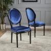 Christopher Knight Home Camille Traditional Velvet Dining Chairs, 2-Pcs Set, Navy Blue / Gloss Black(Navy Blue / Gloss Black)