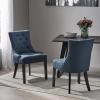 Christopher Knight Home Cheney Dining Chair, Textile, Navy Blue + Dark Brown